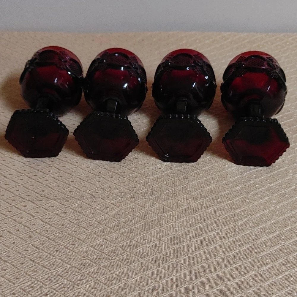 4 Vintage Avon Ruby Cape Cod 3 oz Wine Glasses Tea Light Candle Holder